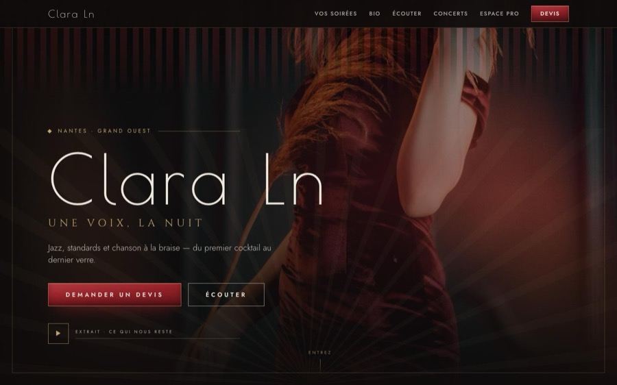 Site de Clara Ln, chanteuse jazz
