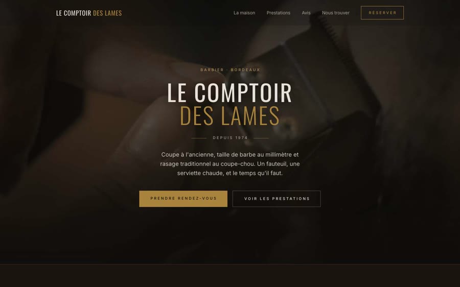 Site du Comptoir des Lames, barbier à Bordeaux
