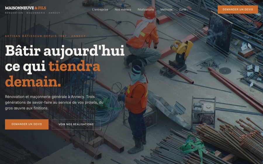Site de Maisonneuve & Fils, rénovation et maçonnerie