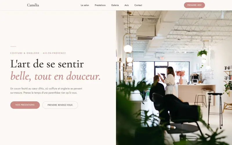 Site du salon Camélia, coiffure et onglerie