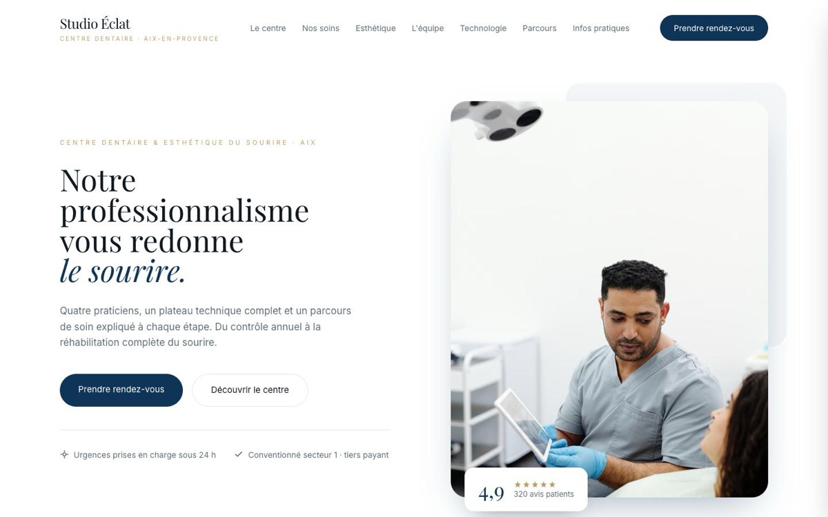 Site de Studio Éclat, centre dentaire et esthétique du sourire